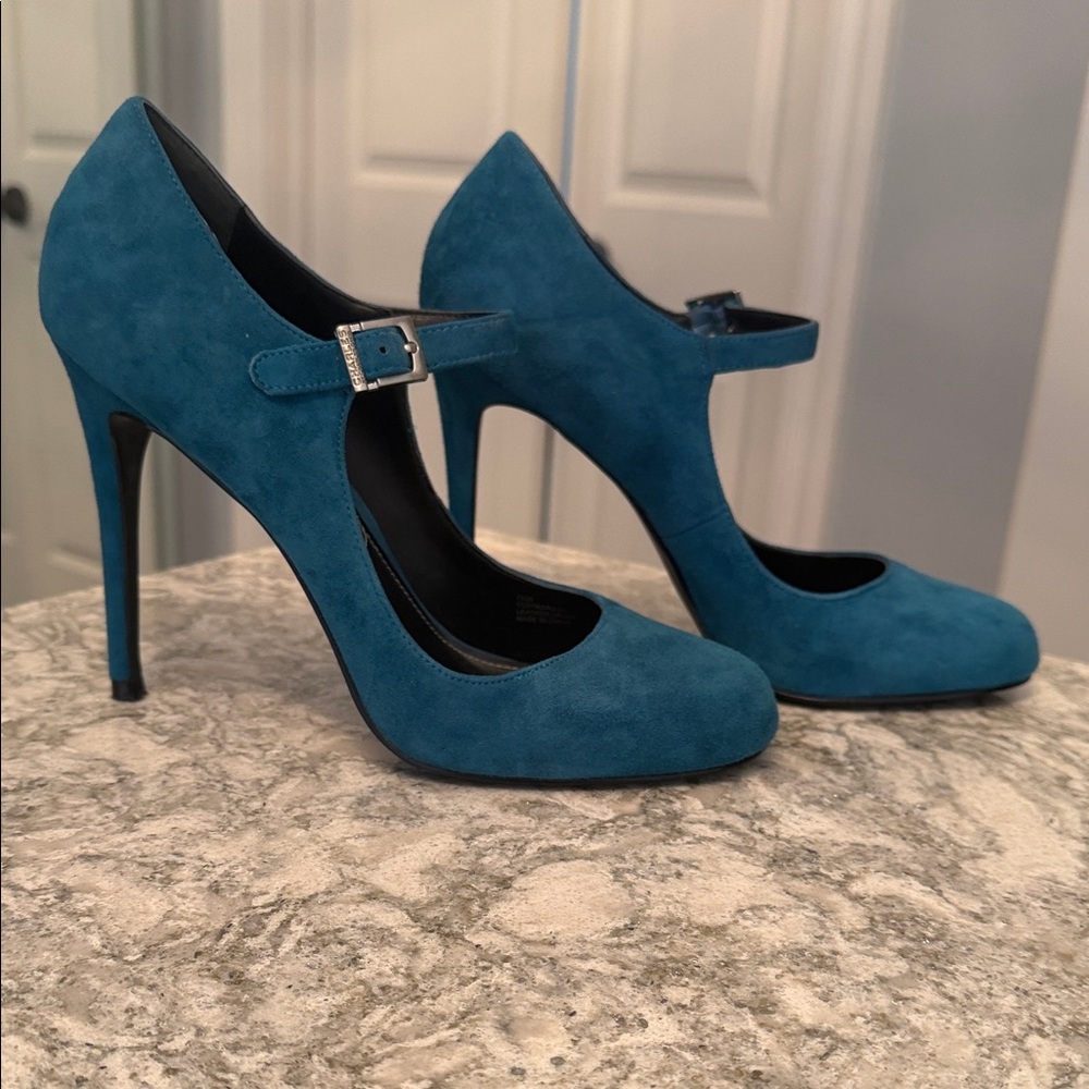 Charles David Teal Suede Heels - Picture 2 of 6